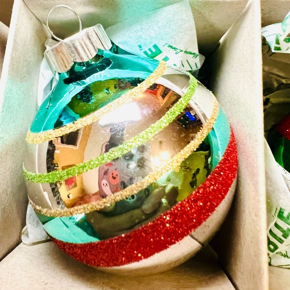 9 Radko Christmas Reflector Teardrop Bell Ball Glass Ornaments Glitter Stripes - Picture 10 of 13